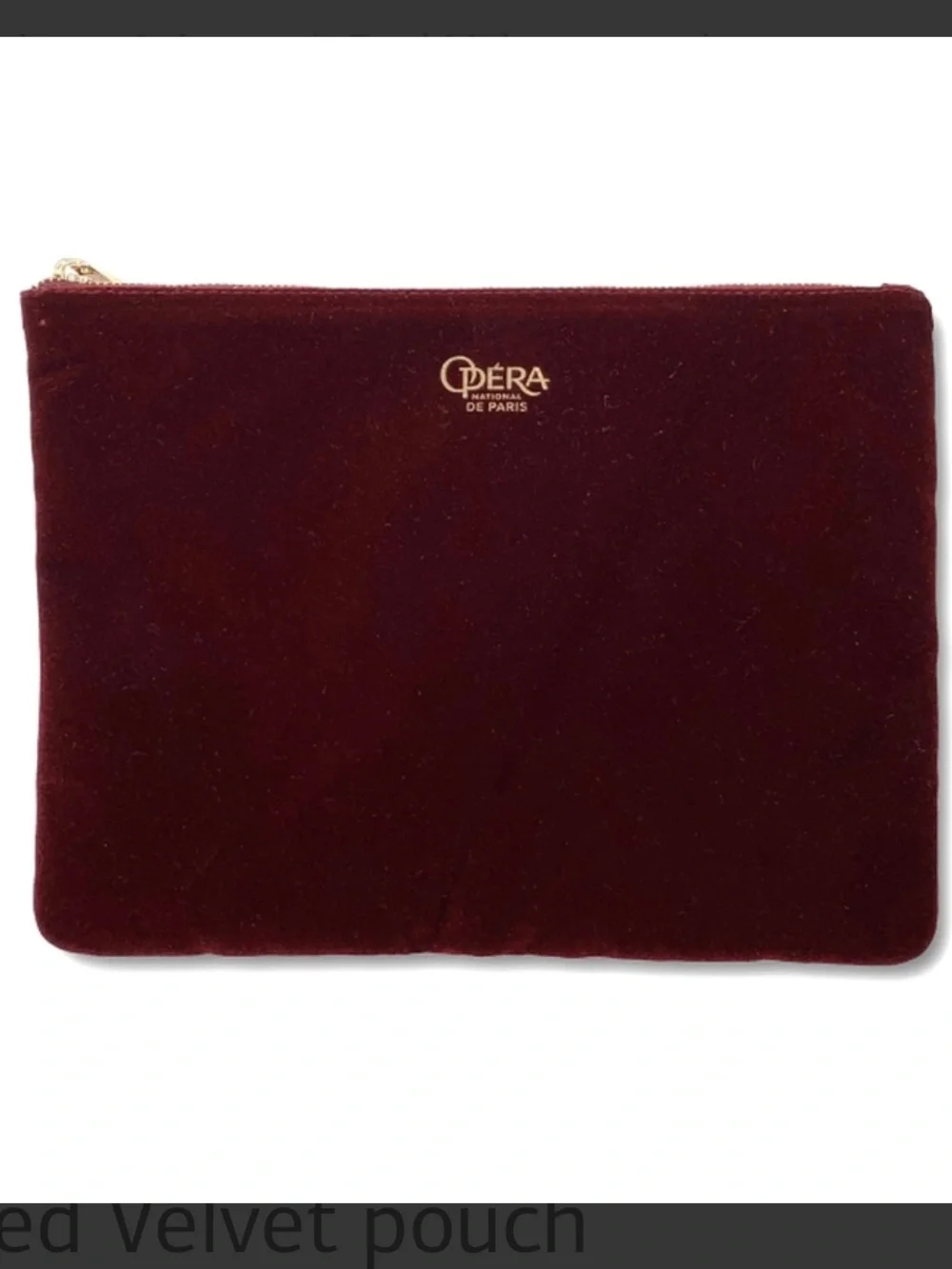 Déra De Paris Burgundy Velvet Zip Pouch